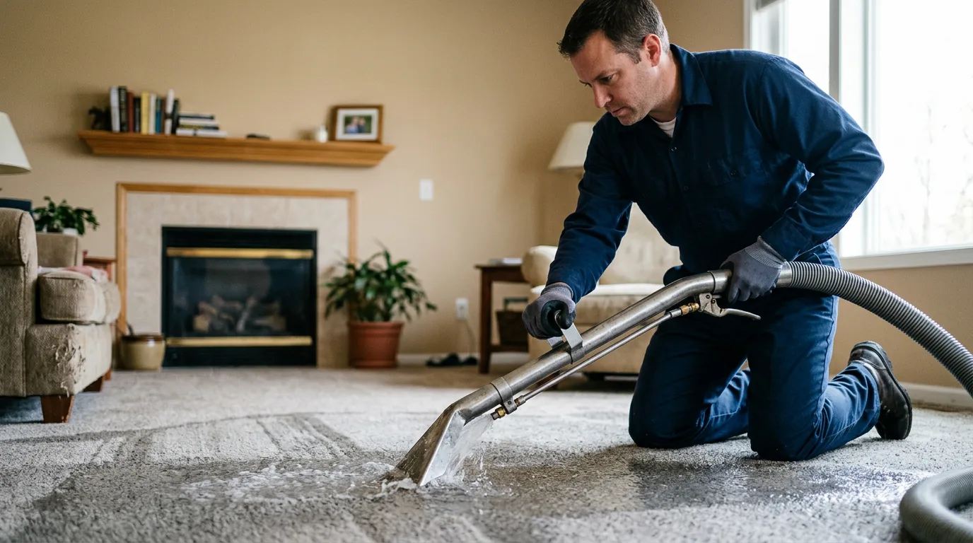 Water damage restoration technician working near Oakland, TN